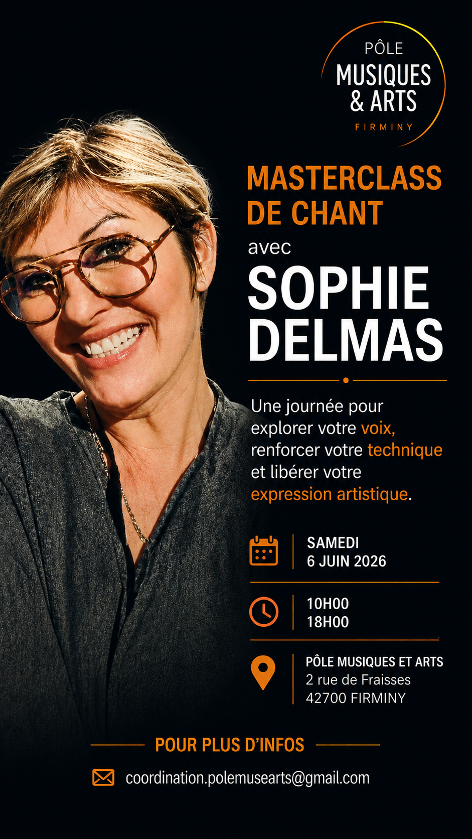 Masterclass chant à Firminy le 6 juin 2026 : une journée immersive avec Sophie Delmas